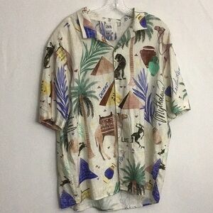 NWT Zara Men’s Camp Shirt Size Large Egyptian Theme